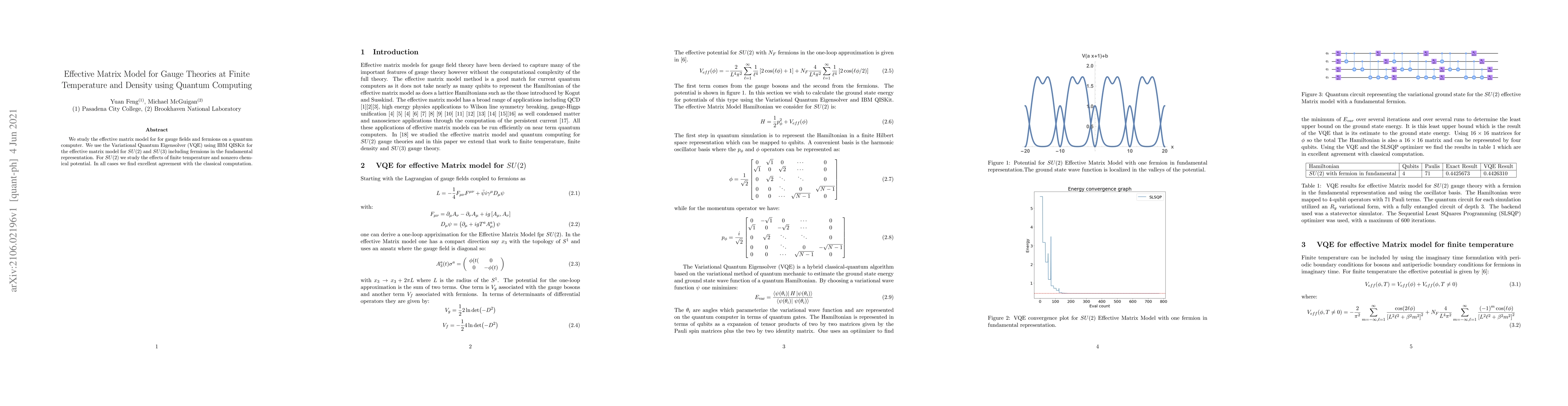 Thumbnail for Effective Matrix Model for Gauge Theories at Finite Temperature and
  Density using Quantum Computing