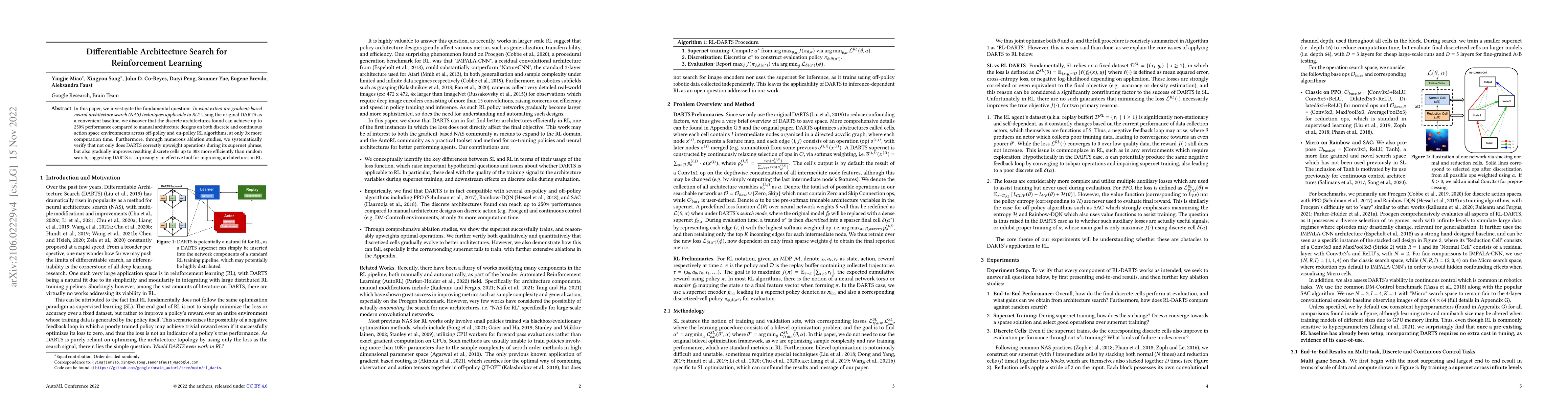 Thumbnail for Differentiable Architecture Search for Reinforcement Learning