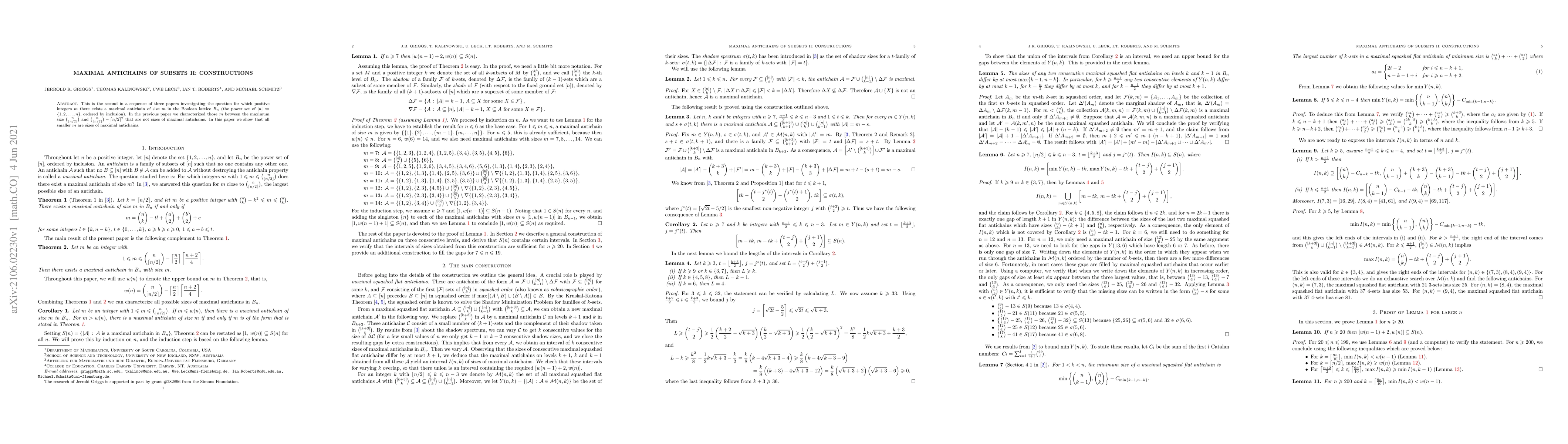 Thumbnail for Maximal antichains of subsets II: Constructions