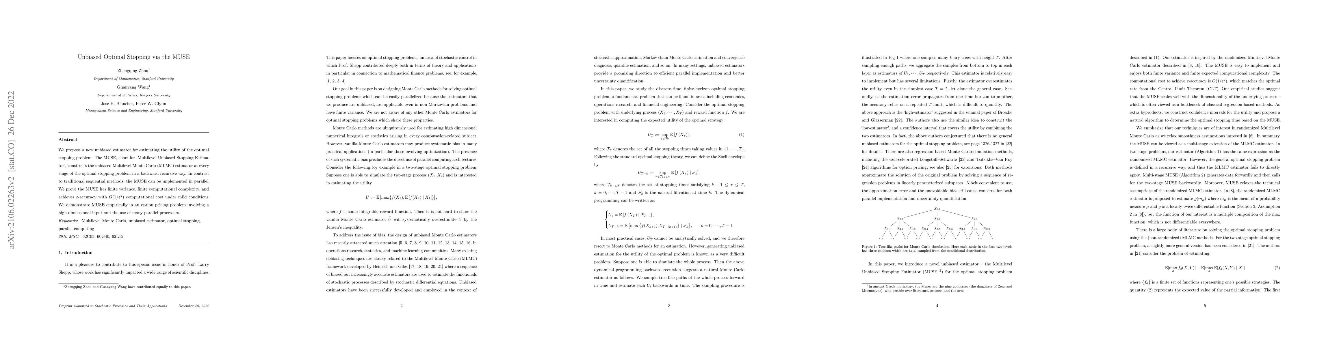 Thumbnail for Unbiased Optimal Stopping via the MUSE
