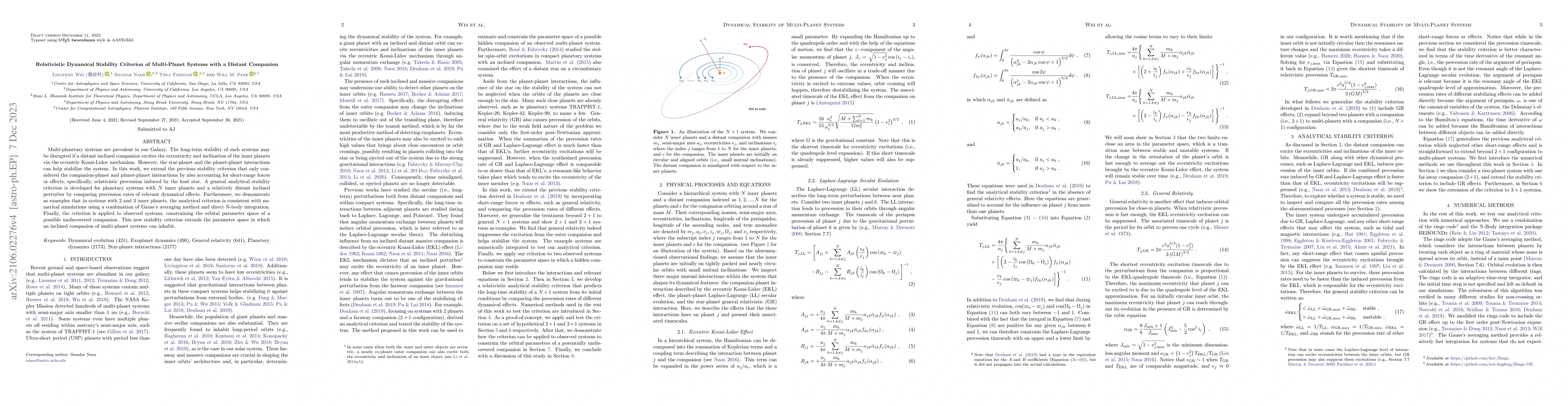 Thumbnail for Relativistic Dynamical Stability Criterion of Multi-Planet Systems with
  a Distant Companion