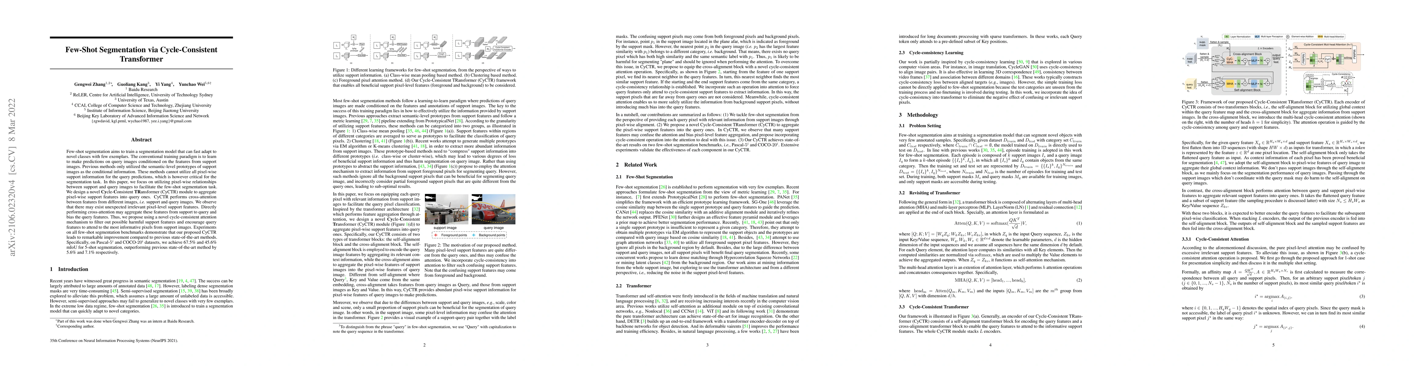 Thumbnail for Few-Shot Segmentation via Cycle-Consistent Transformer