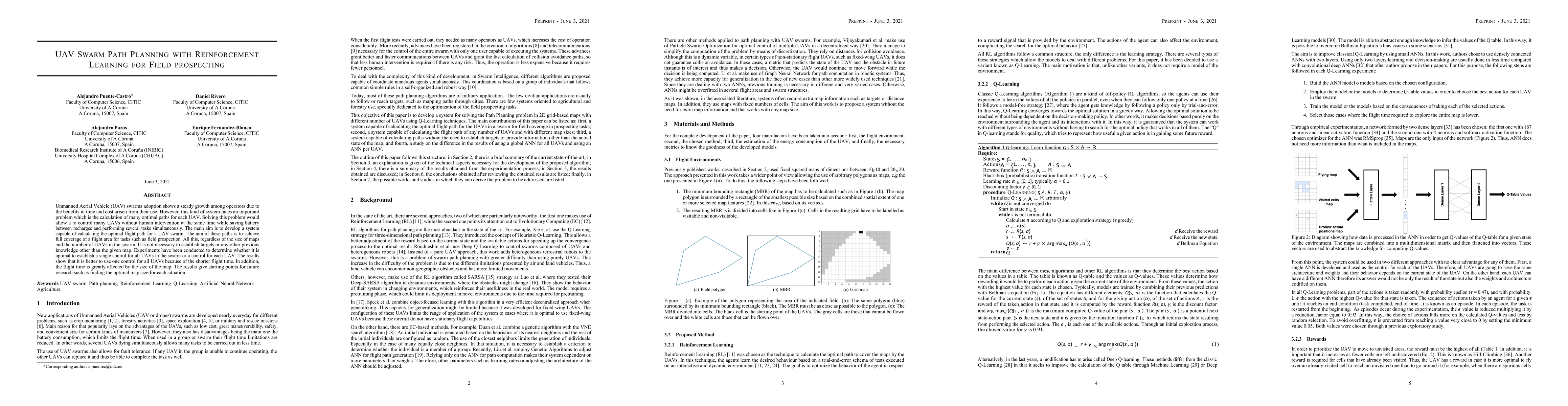 Thumbnail for UAV Swarm Path Planning with Reinforcement Learning for Field
  prospecting