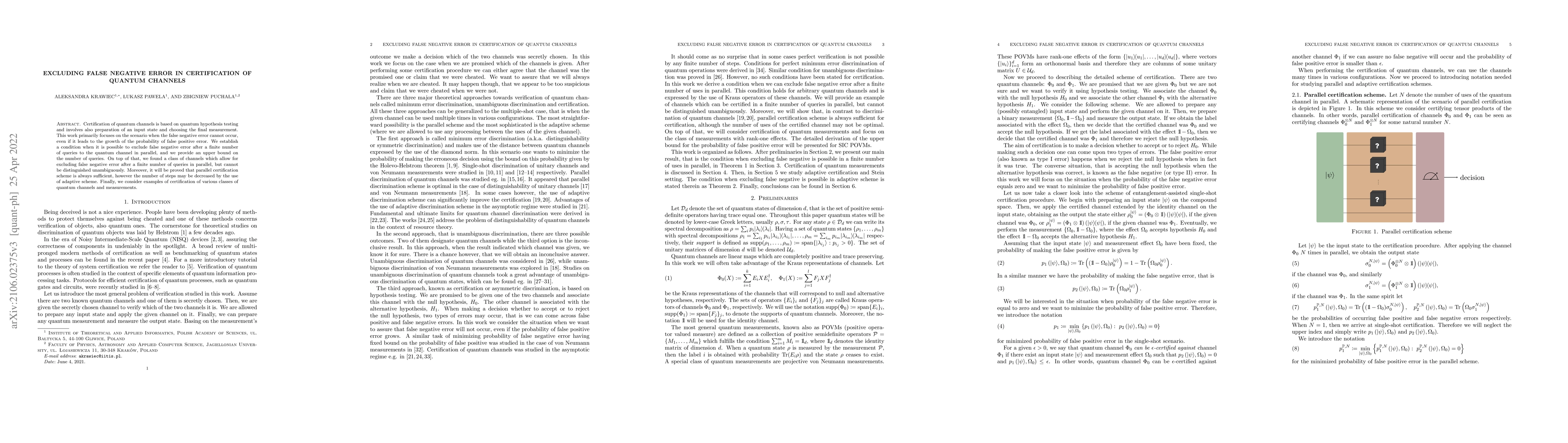 Thumbnail for Excluding false negative error in certification of quantum channels