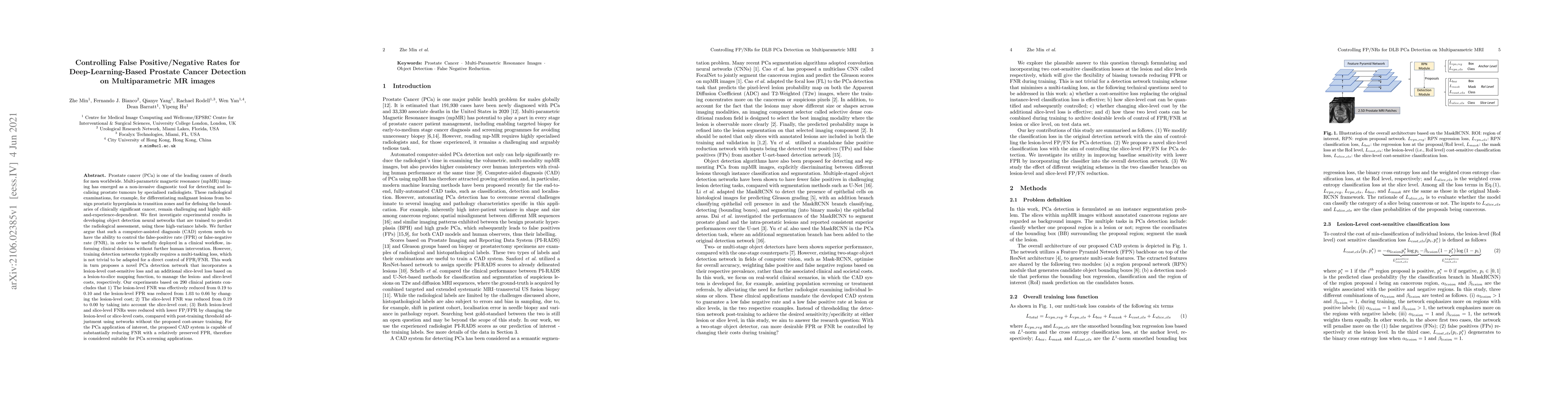 Thumbnail for Controlling False Positive/Negative Rates for Deep-Learning-Based
  Prostate Cancer Detection on Multiparametric MR images