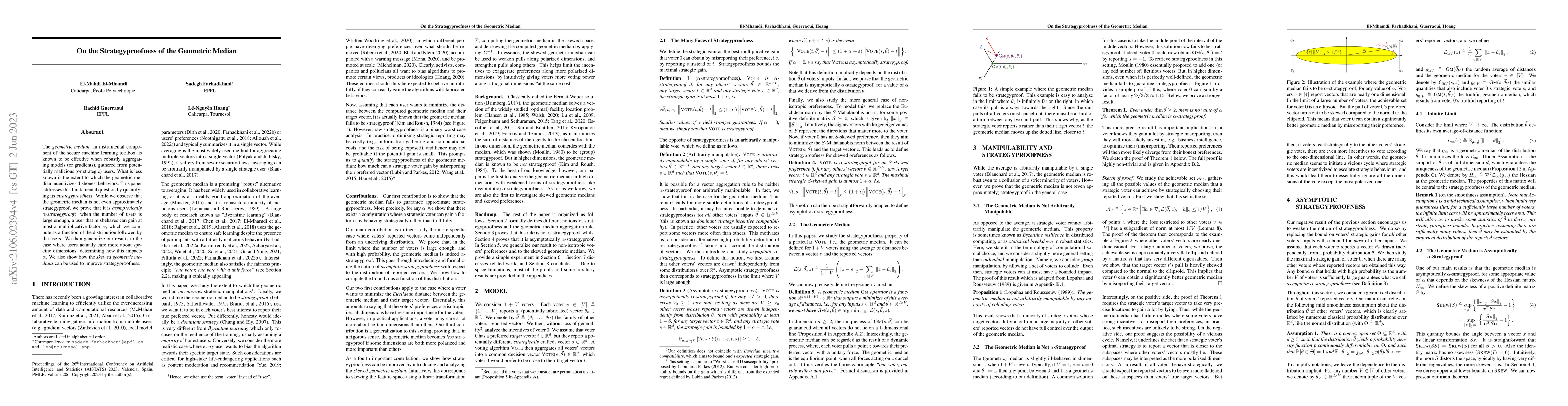Thumbnail for On the Strategyproofness of the Geometric Median