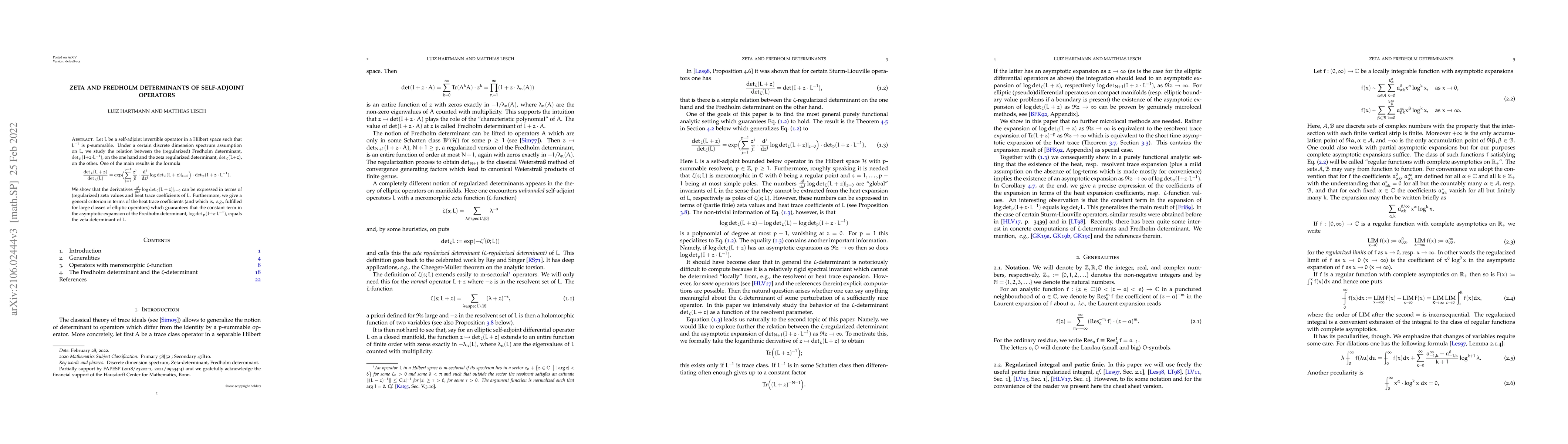 Thumbnail for Zeta and Fredholm determinants of self-adjoint operators