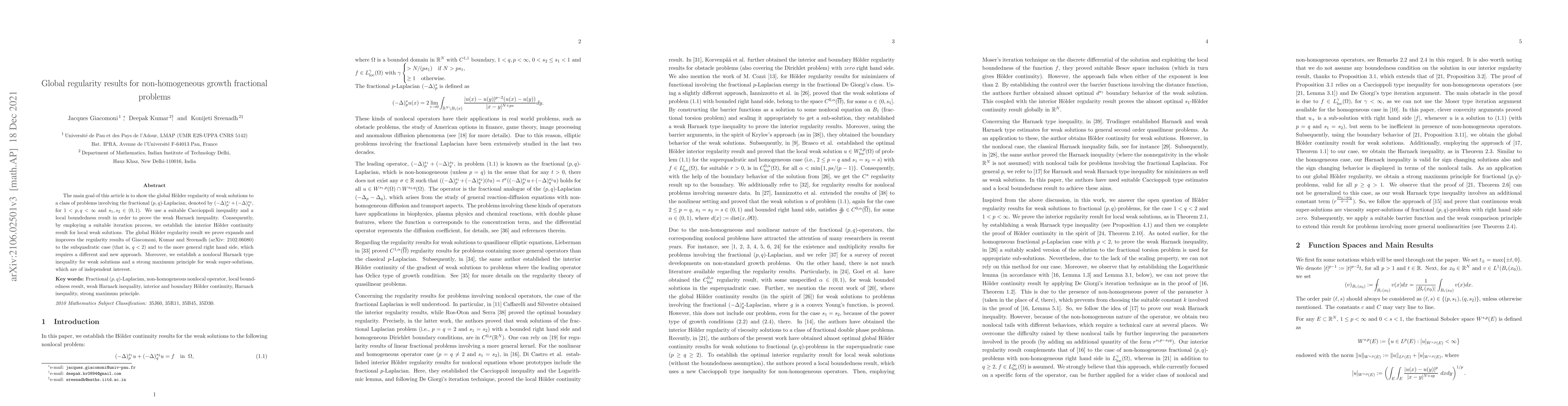 Thumbnail for Global regularity results for non-homogeneous growth fractional problems