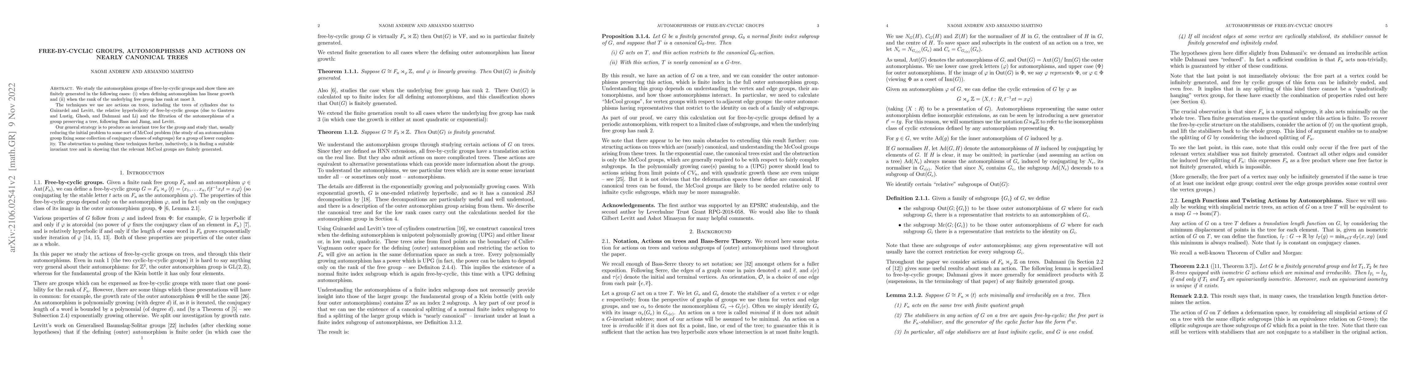 Thumbnail for Free-by-cyclic groups, automorphisms and actions on nearly canonical
  trees