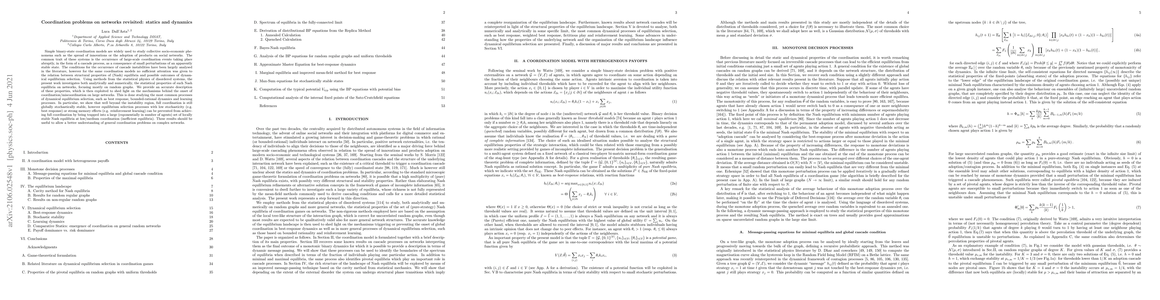 Thumbnail for Coordination problems on networks revisited: statics and dynamics