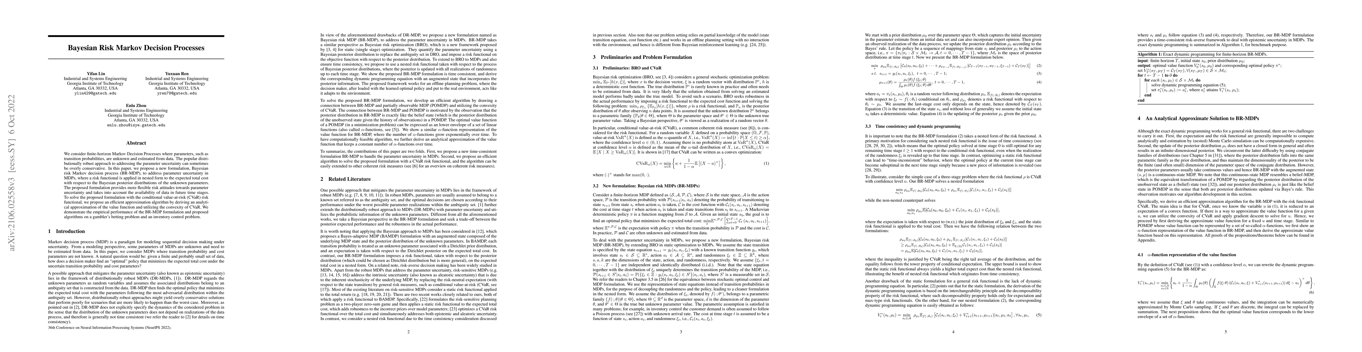 Thumbnail for Bayesian Risk Markov Decision Processes
