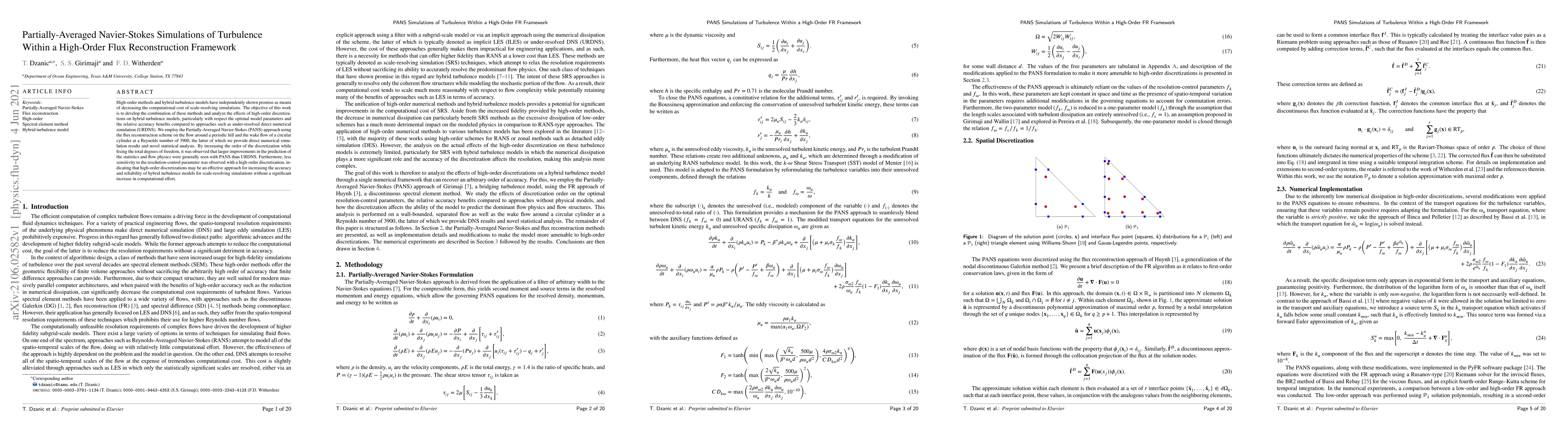 Thumbnail for Partially-Averaged Navier-Stokes Simulations of Turbulence Within a
  High-Order Flux Reconstruction Framework