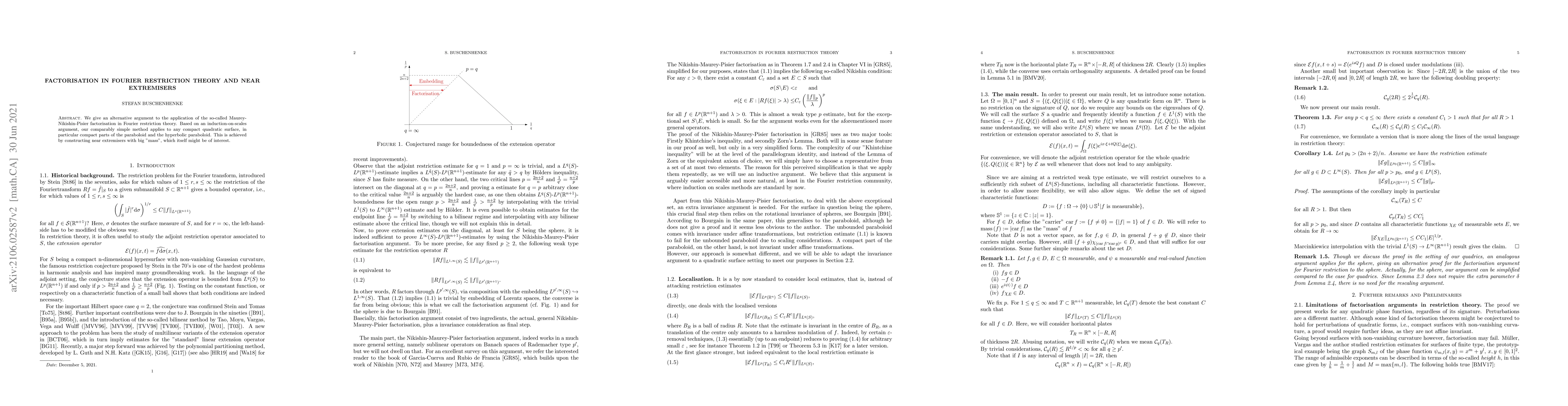 Thumbnail for Factorisation in Restriction theory and near extremisers