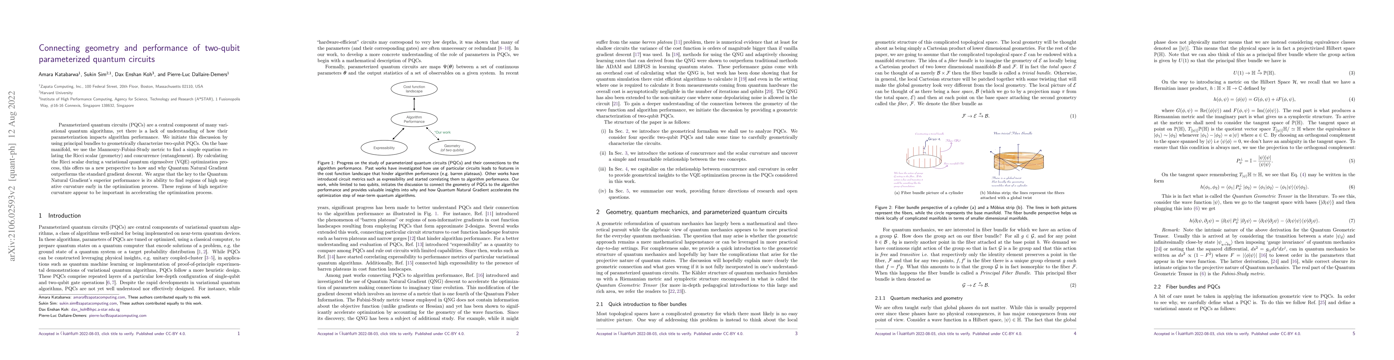 Thumbnail for Connecting geometry and performance of two-qubit parameterized quantum
  circuits