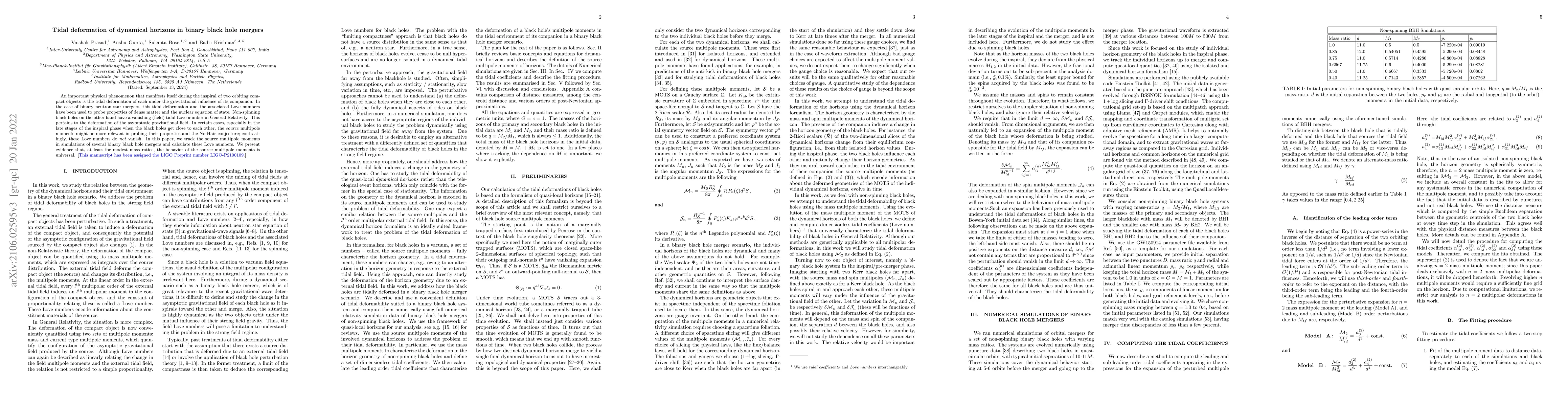 Thumbnail for Tidal deformation of dynamical horizons in binary black hole mergers