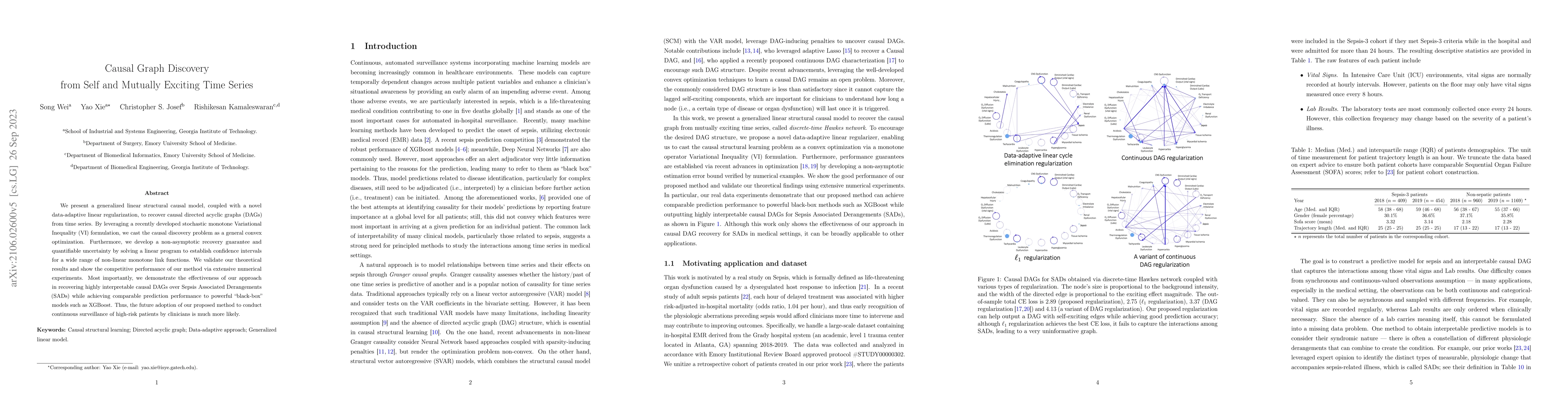 Thumbnail for Causal Graph Discovery from Self and Mutually Exciting Time Series