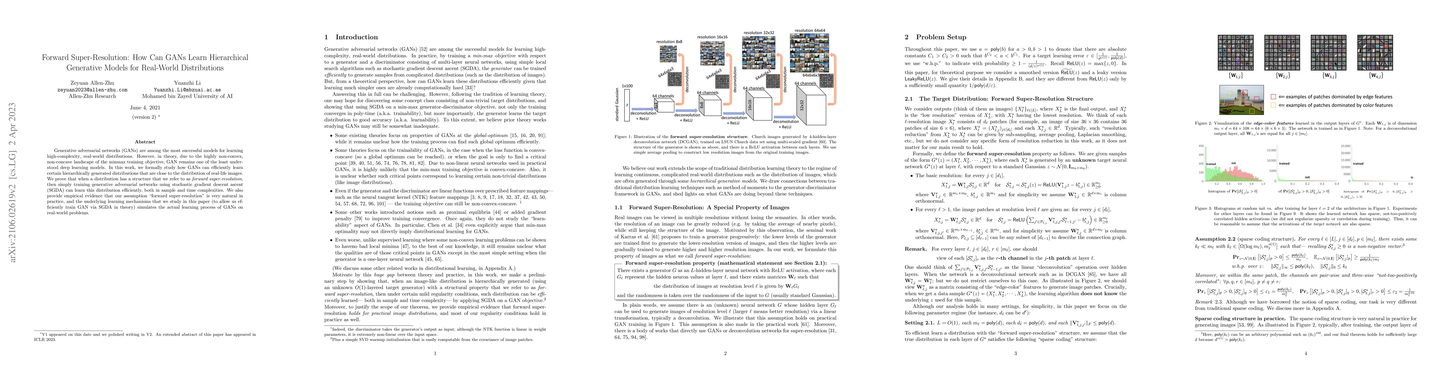 Thumbnail for Forward Super-Resolution: How Can GANs Learn Hierarchical Generative
  Models for Real-World Distributions