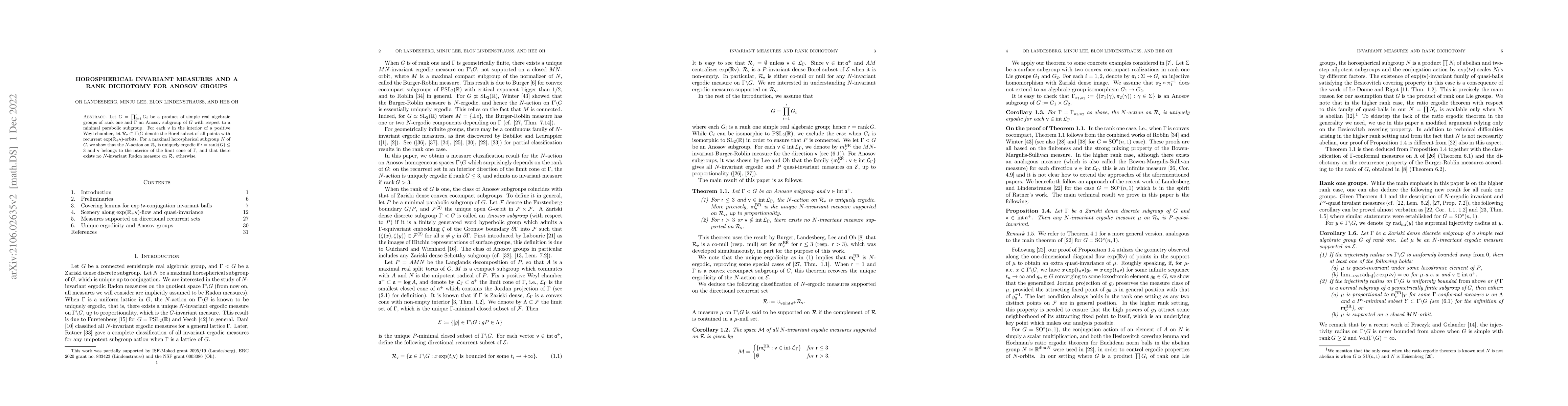 Thumbnail for Horospherical invariant measures and a rank dichotomy for Anosov groups