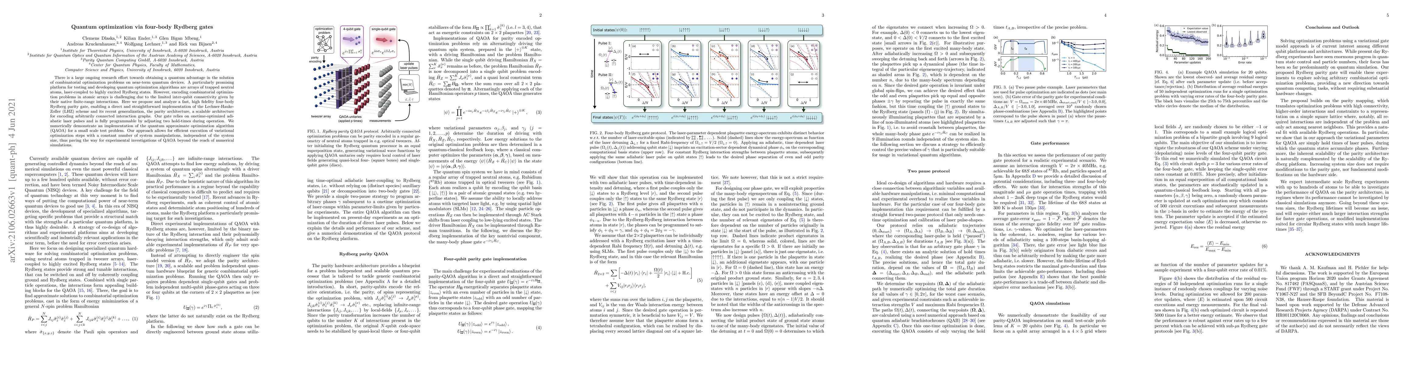 Thumbnail for Quantum optimization via four-body Rydberg gates