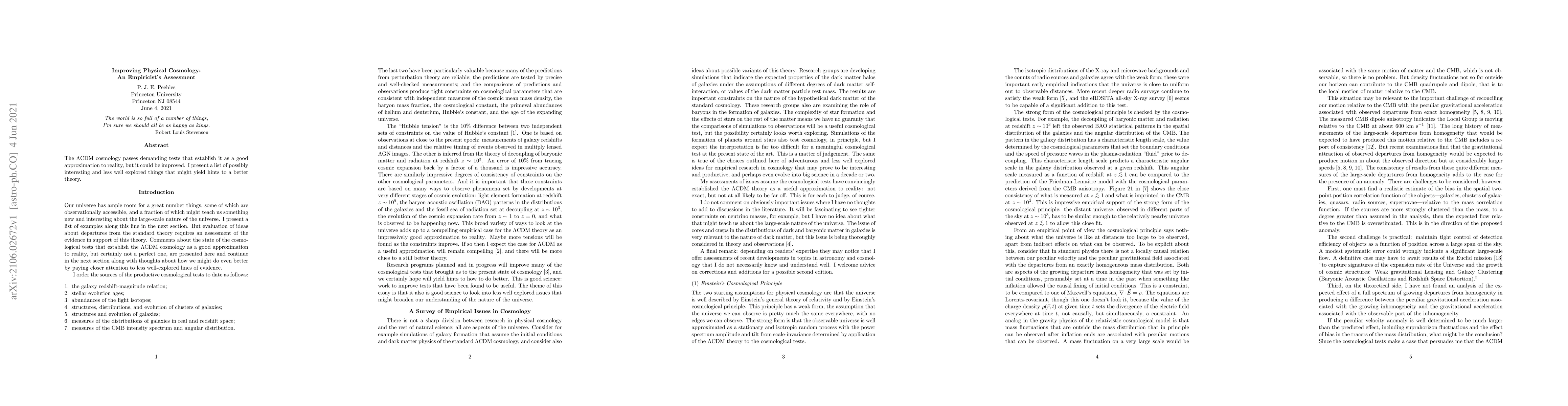 Thumbnail for Improving Physical Cosmology: An Empiricist's Assessment