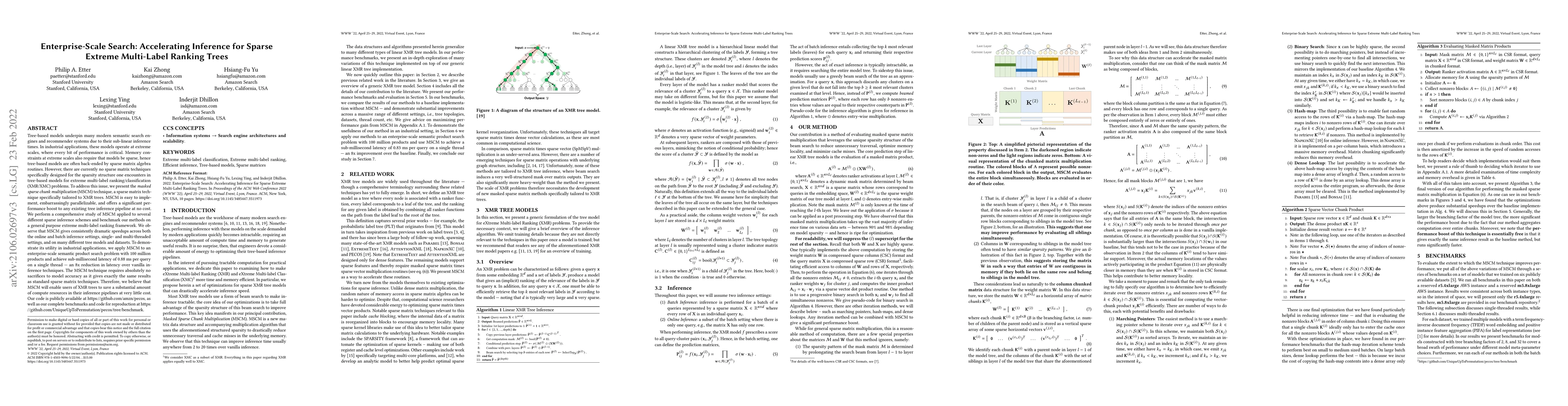 Thumbnail for Enterprise-Scale Search: Accelerating Inference for Sparse Extreme
  Multi-Label Ranking Trees