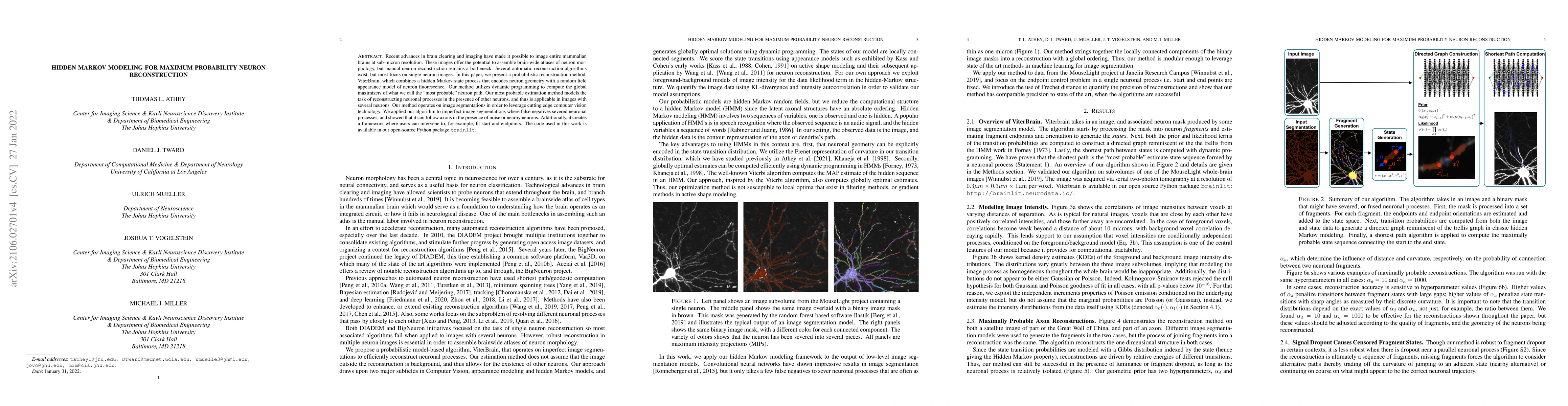 Thumbnail for Hidden Markov Modeling for Maximum Likelihood Neuron Reconstruction