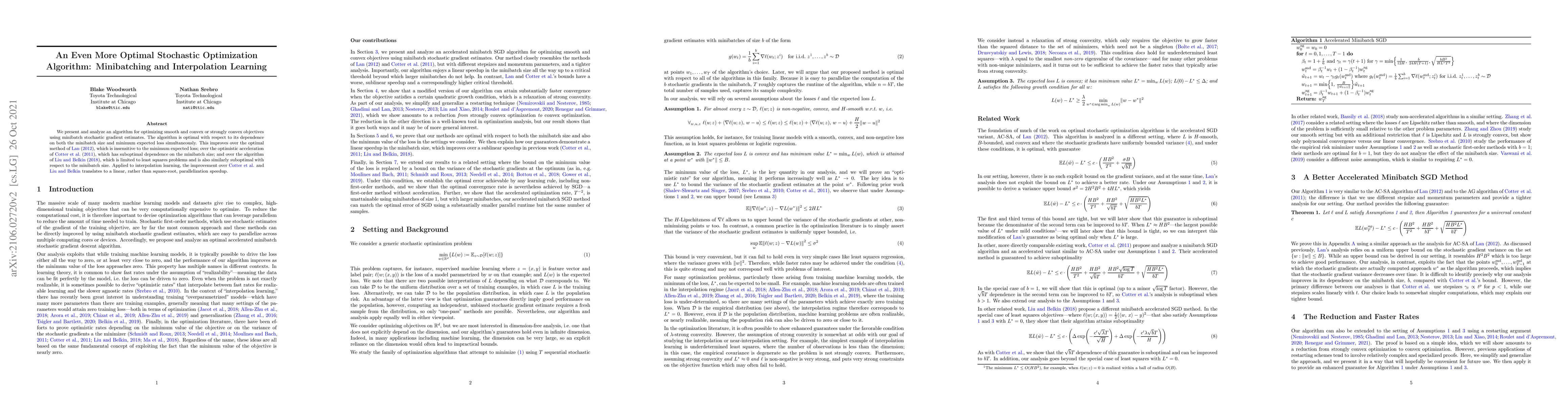 Thumbnail for An Even More Optimal Stochastic Optimization Algorithm: Minibatching and
  Interpolation Learning