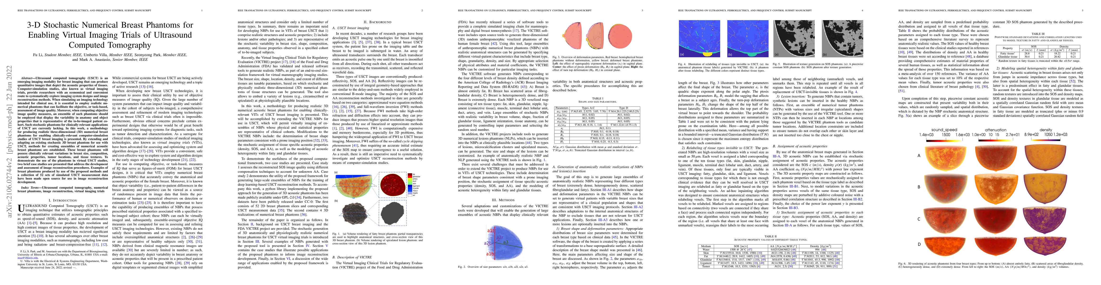 Thumbnail for 3-D Stochastic Numerical Breast Phantoms for Enabling Virtual Imaging
  Trials of Ultrasound Computed Tomography