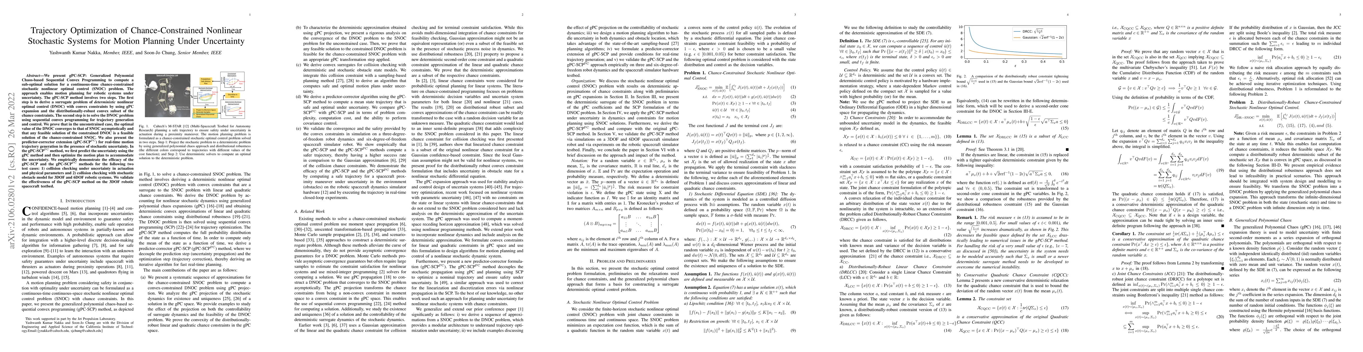 Thumbnail for Trajectory Optimization of Chance-Constrained Nonlinear Stochastic
  Systems for Motion Planning Under Uncertainty