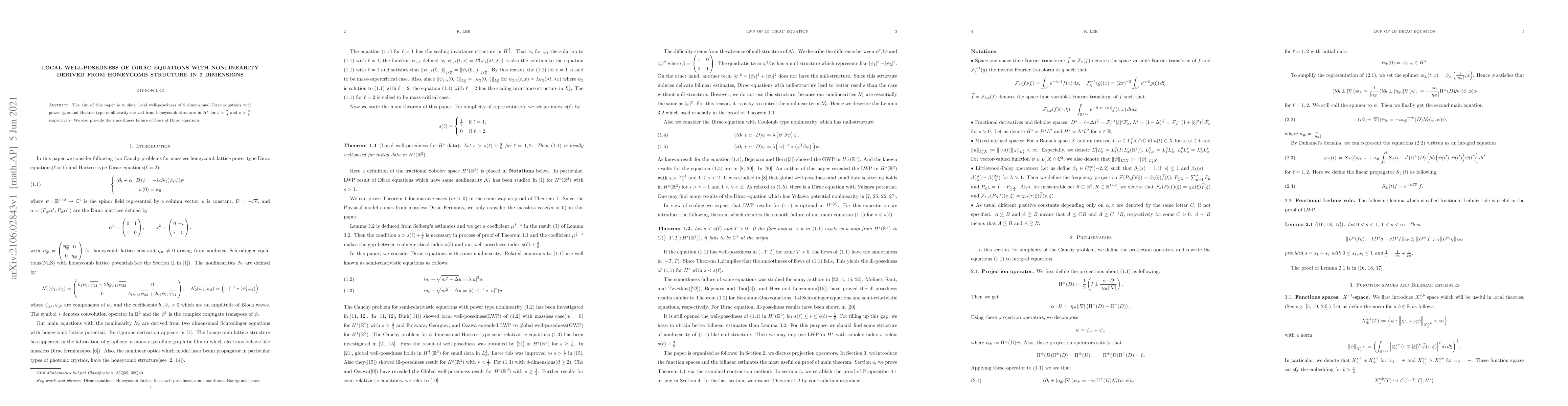 Thumbnail for Local well-posedness of Dirac equations with nonlinearity derived from
  honeycomb structure in 2 dimensions