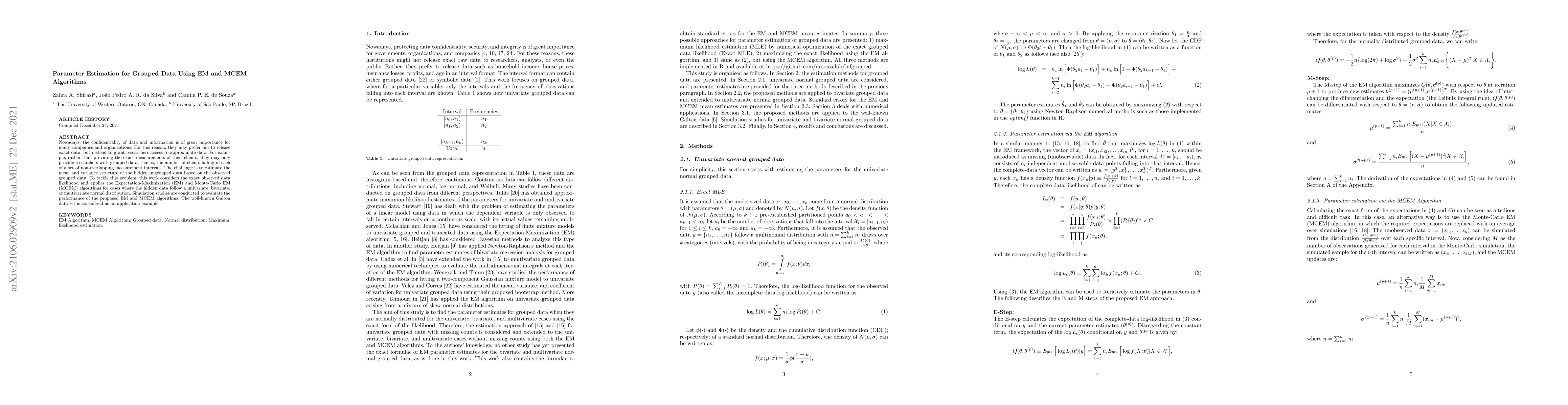 Thumbnail for Parameter Estimation for Grouped Data Using EM and MCEM Algorithms