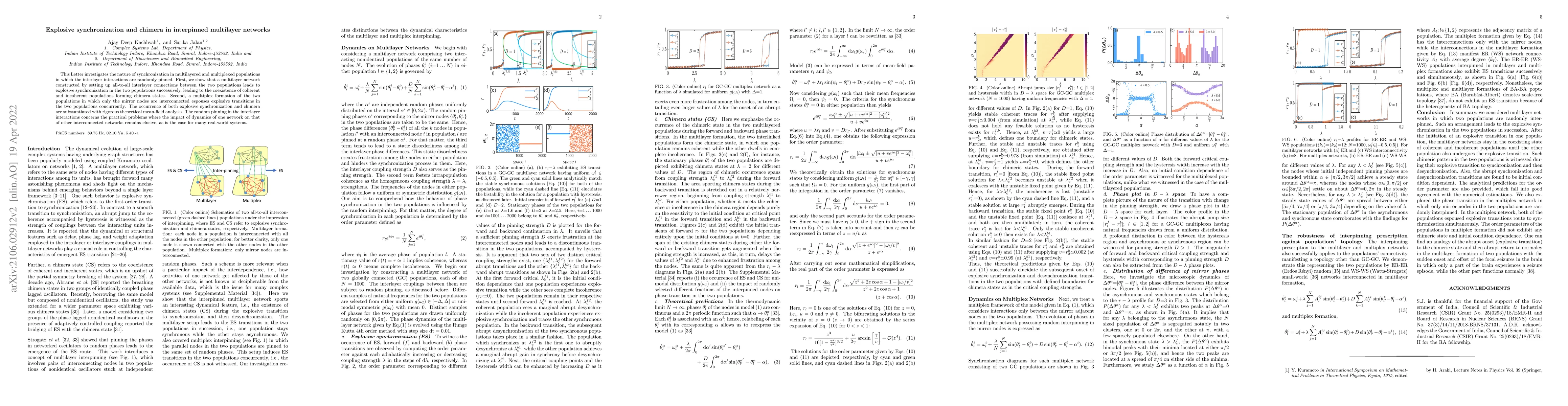 Thumbnail for Explosive synchronization and chimera in interpinned multilayer networks