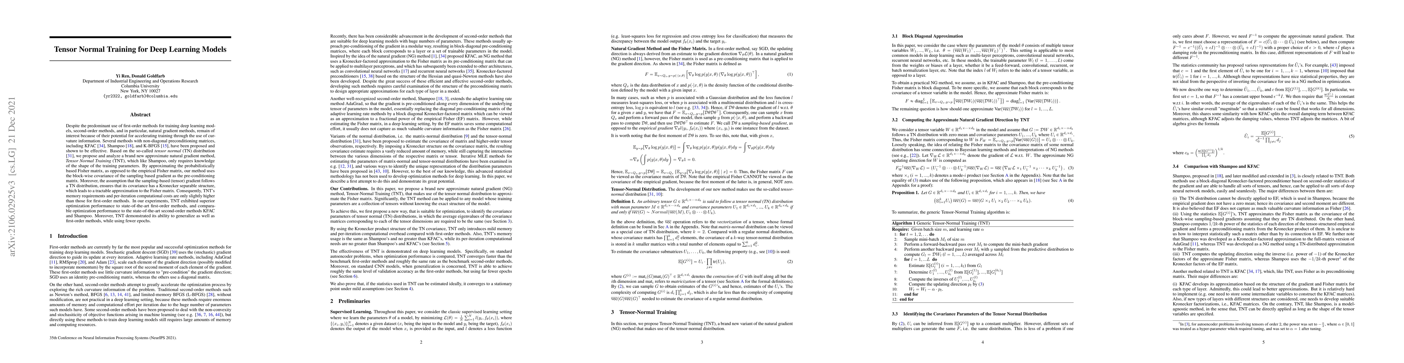 Thumbnail for Tensor Normal Training for Deep Learning Models