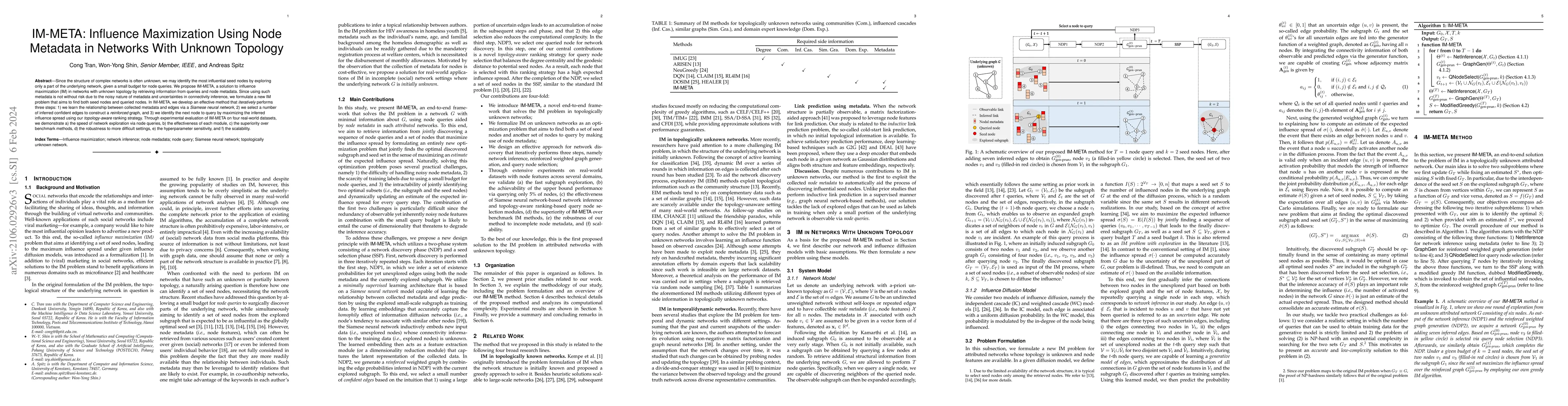 Thumbnail for IM-META: Influence Maximization Using Node Metadata in Networks With
  Unknown Topology