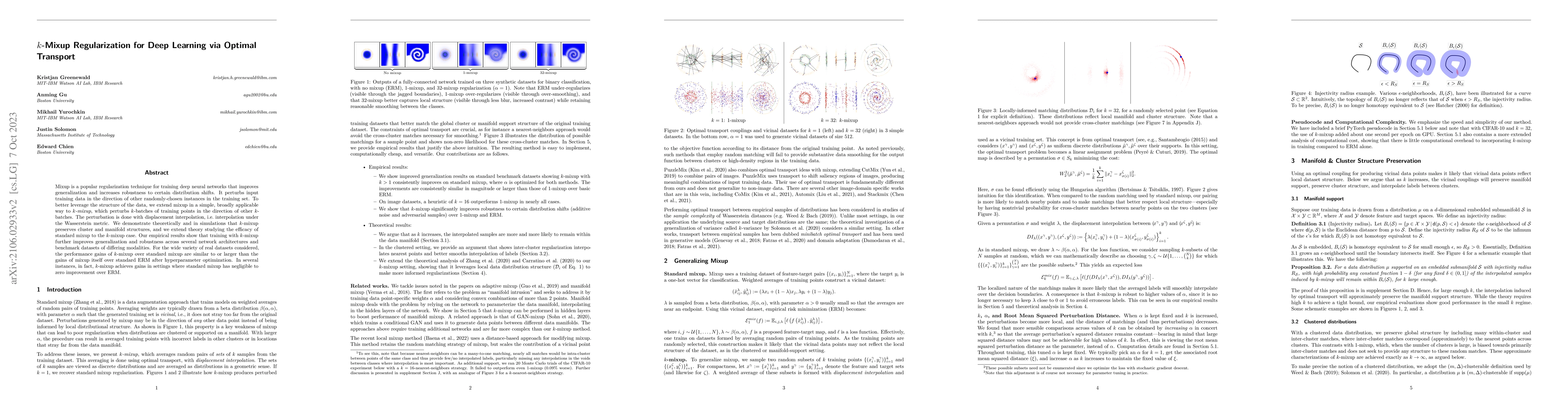 Thumbnail for k-Mixup Regularization for Deep Learning via Optimal Transport
