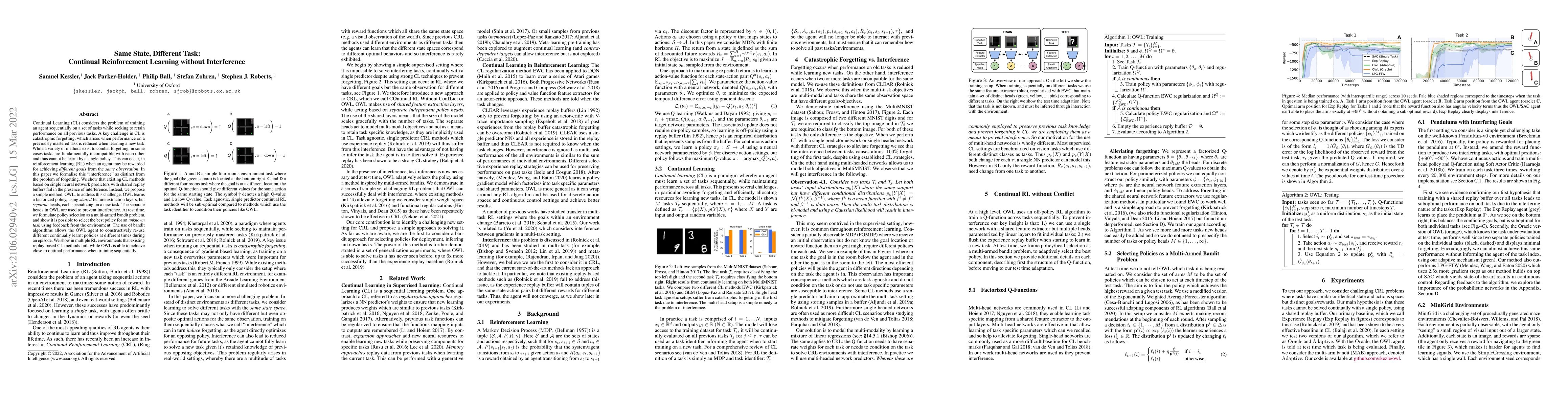 Thumbnail for Same State, Different Task: Continual Reinforcement Learning without
  Interference