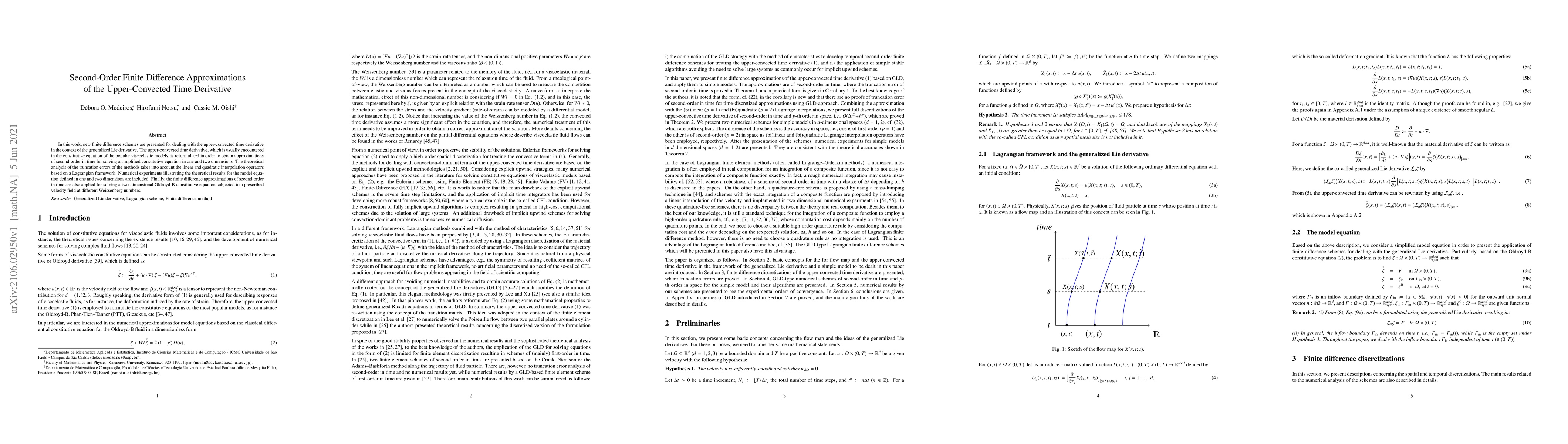 Thumbnail for Second-order finite difference approximations of the upper-convected
  time derivative