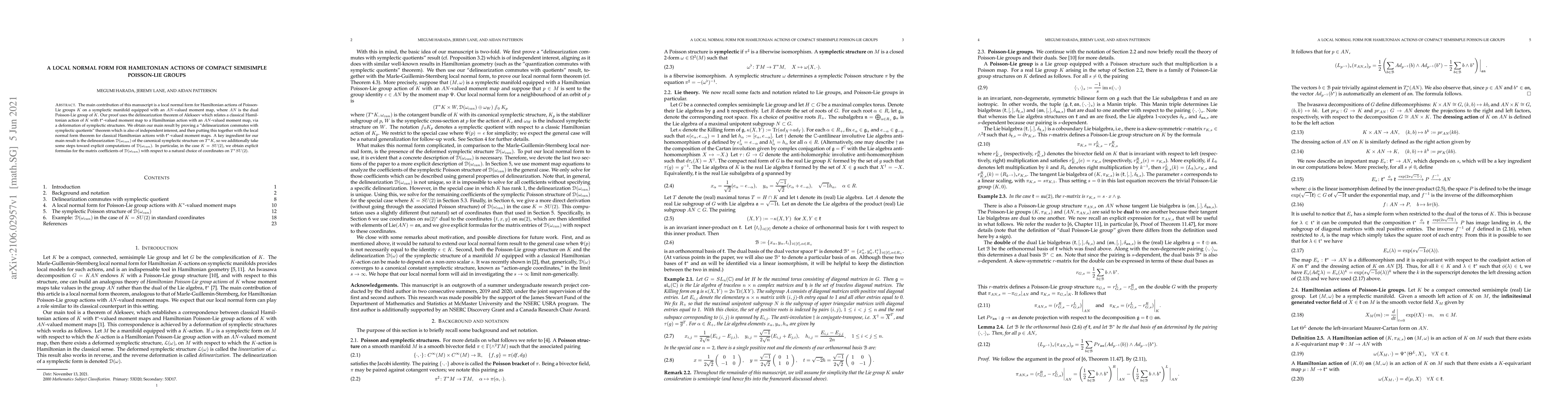Thumbnail for A local normal form for Hamiltonian actions of compact semisimple
  Poisson-Lie groups