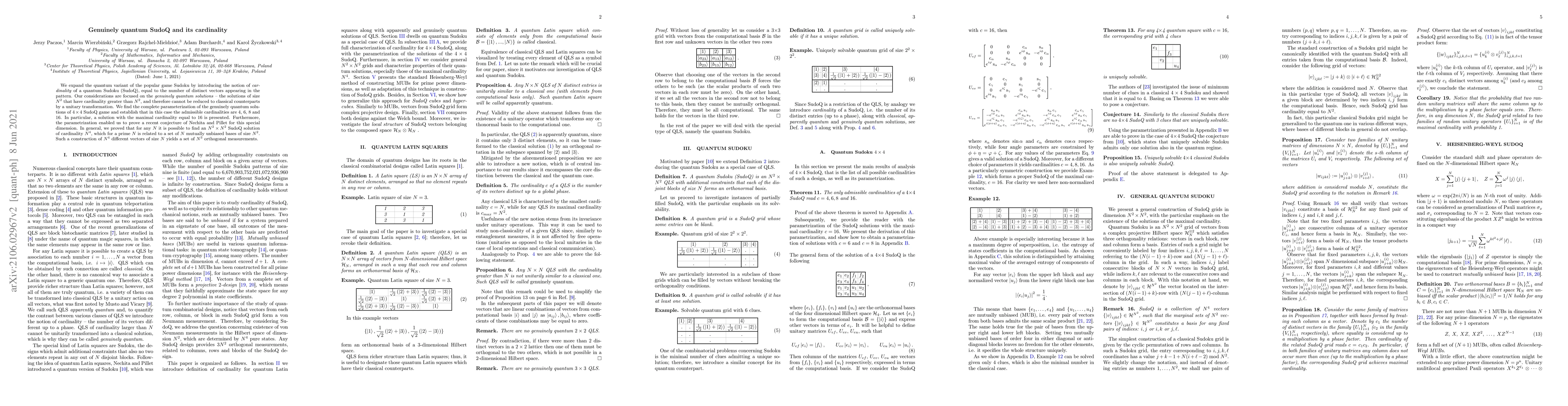 Thumbnail for Genuinely quantum SudoQ and its cardinality