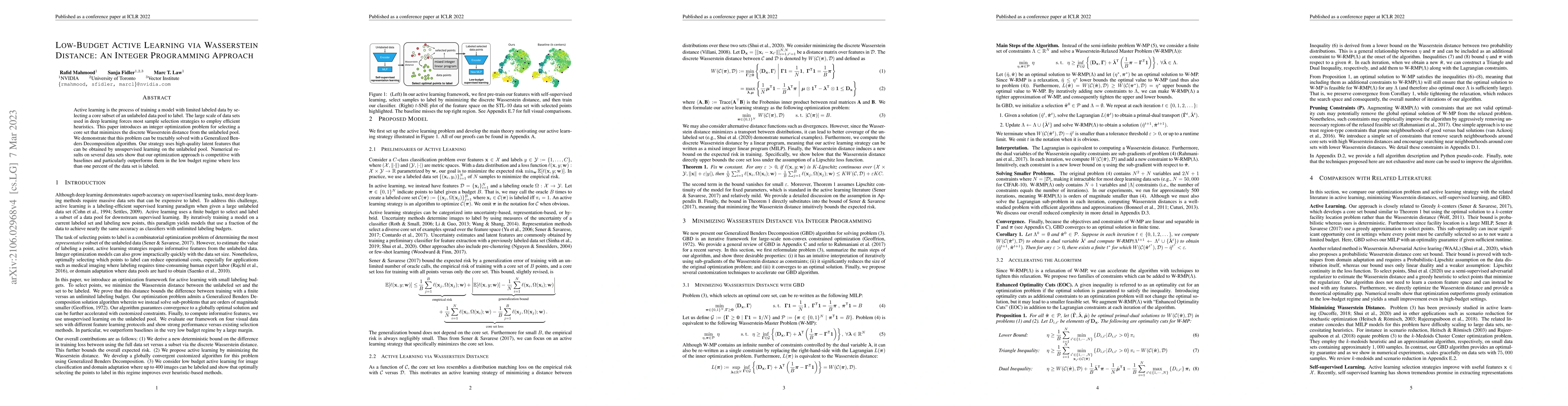 Thumbnail for Low Budget Active Learning via Wasserstein Distance: An Integer
  Programming Approach