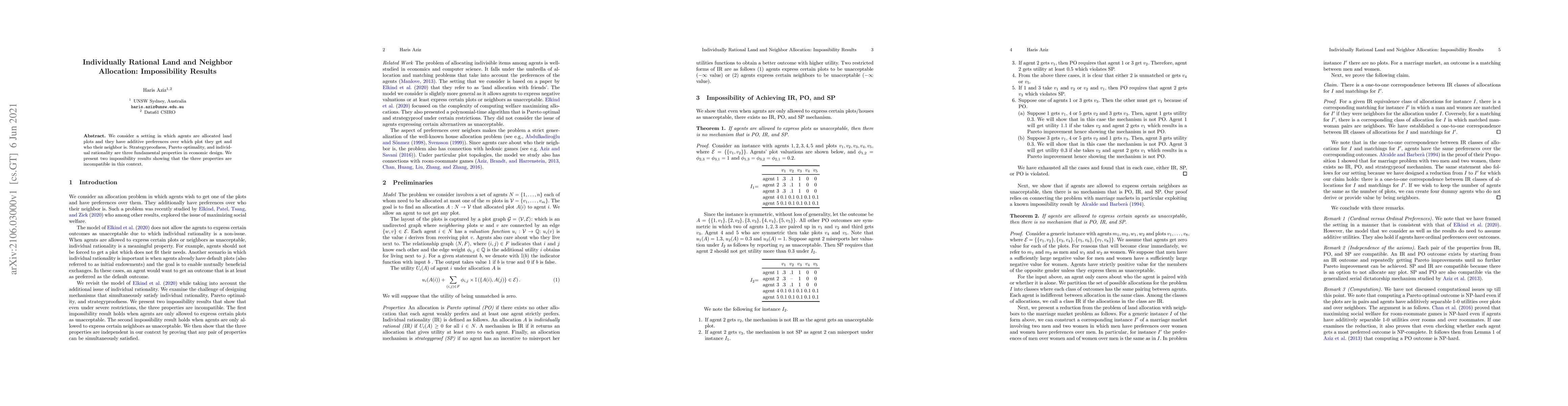 Thumbnail for Individually Rational Land and Neighbor Allocation: Impossibility
  Results