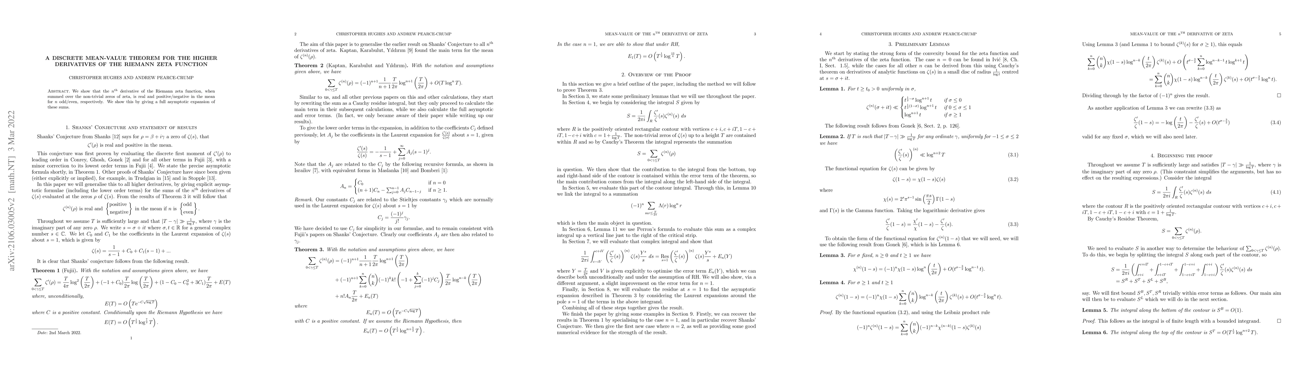 Thumbnail for A discrete mean-value theorem for the higher derivatives of the Riemann
  zeta function