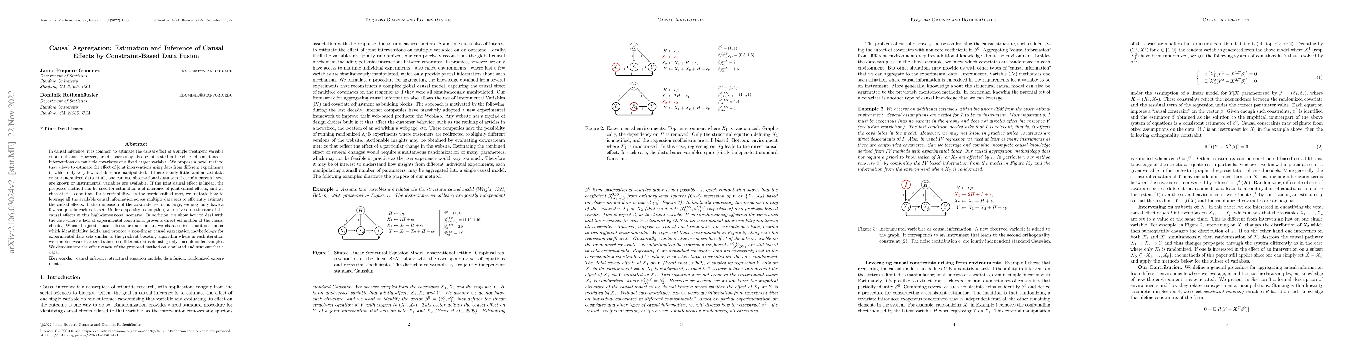 Thumbnail for Causal aggregation: estimation and inference of causal effects by
  constraint-based data fusion