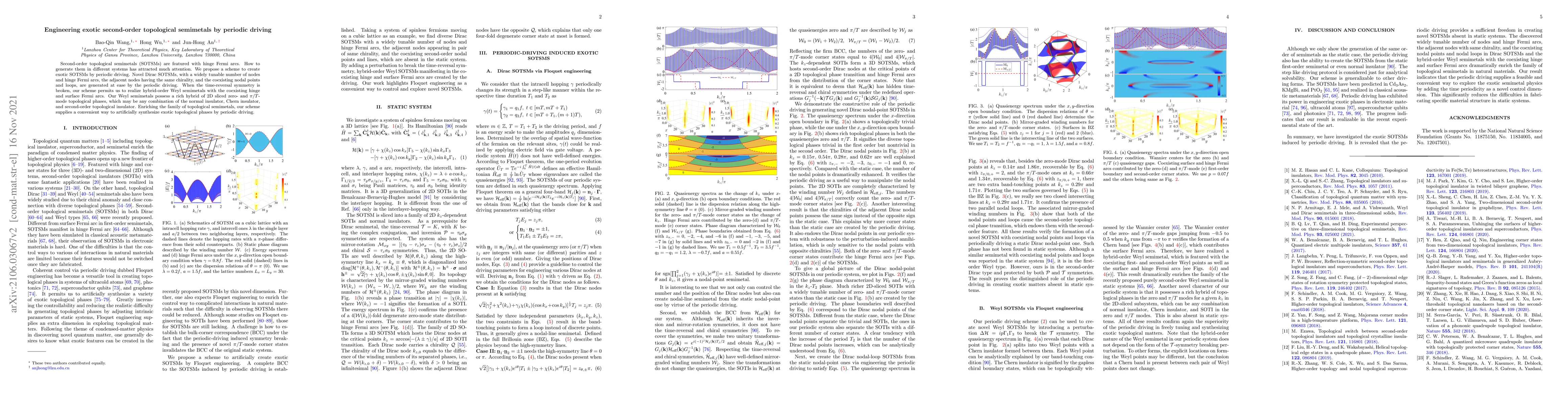 Thumbnail for Engineering exotic second-order topological semimetals by periodic
  driving