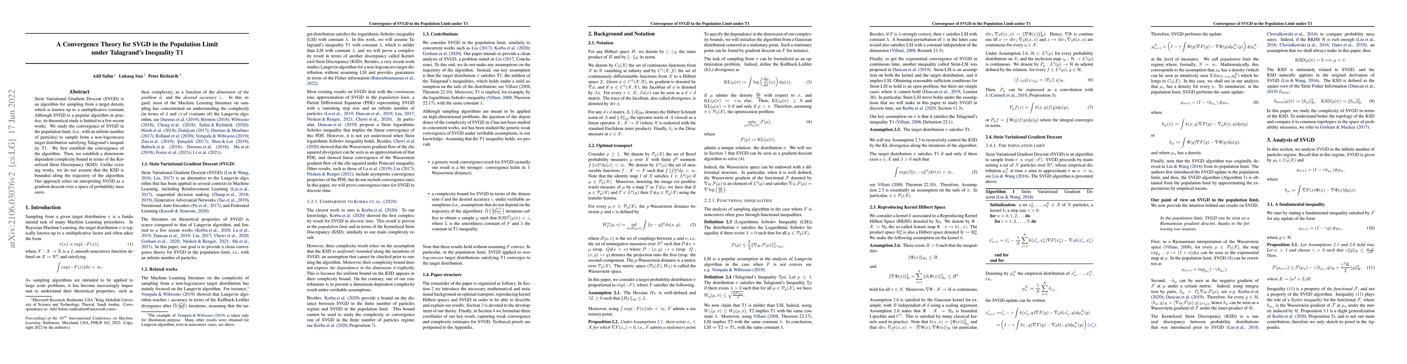 Thumbnail for A Convergence Theory for SVGD in the Population Limit under Talagrand's
  Inequality T1