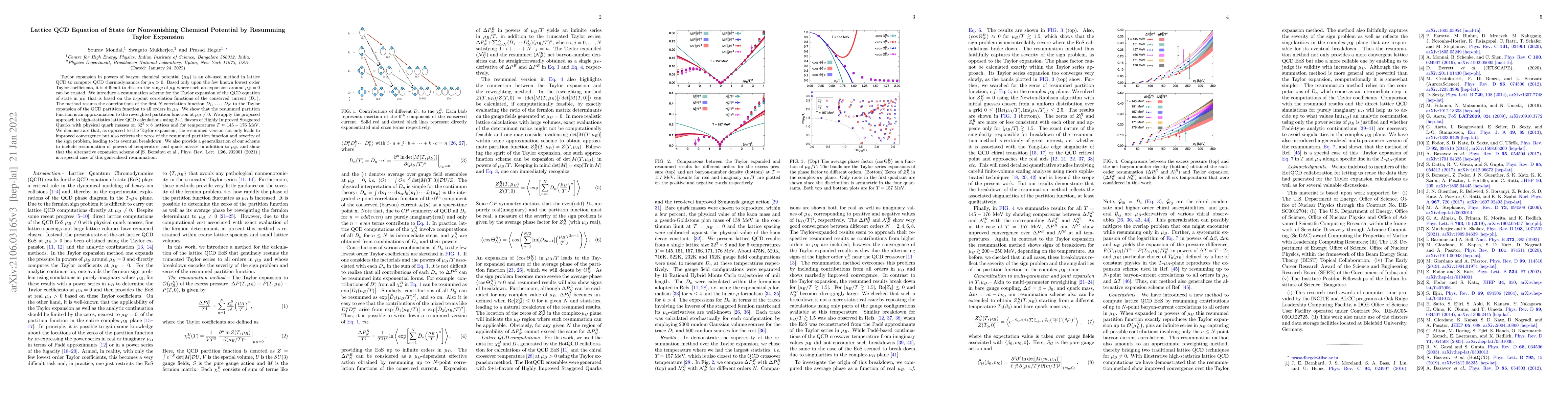 Thumbnail for Lattice QCD Equation of State for Nonvanishing Chemical Potential by
  Resumming Taylor Expansion