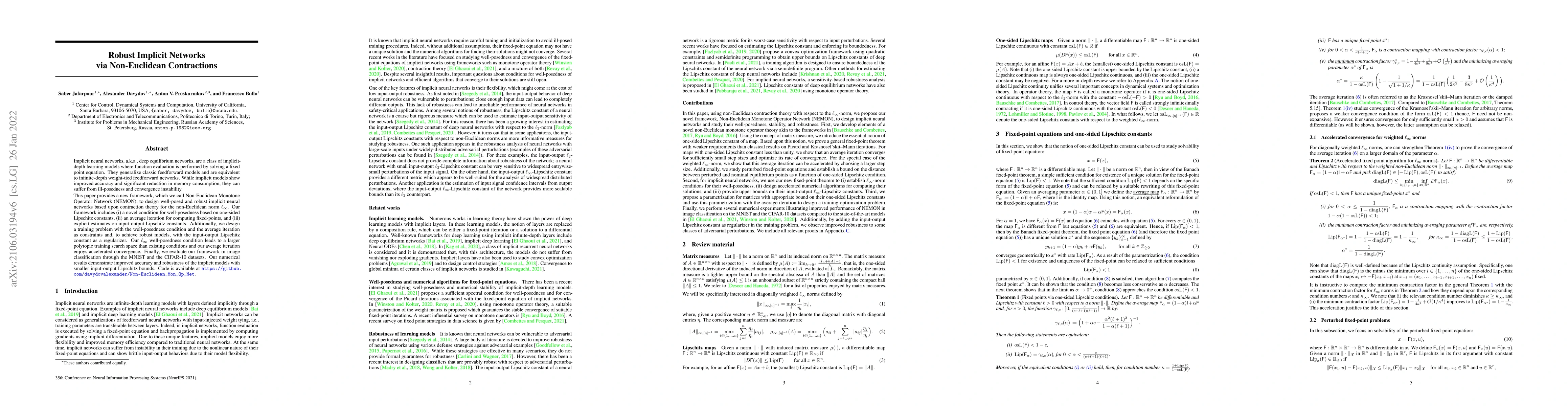Thumbnail for Robust Implicit Networks via Non-Euclidean Contractions