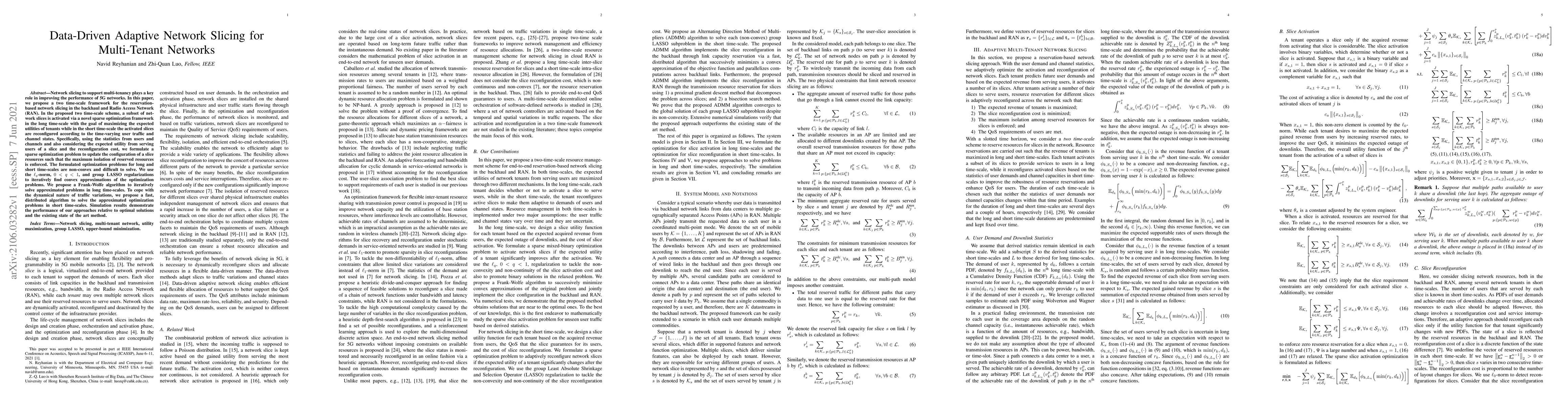 Thumbnail for Data-Driven Adaptive Network Slicing for Multi-Tenant Networks