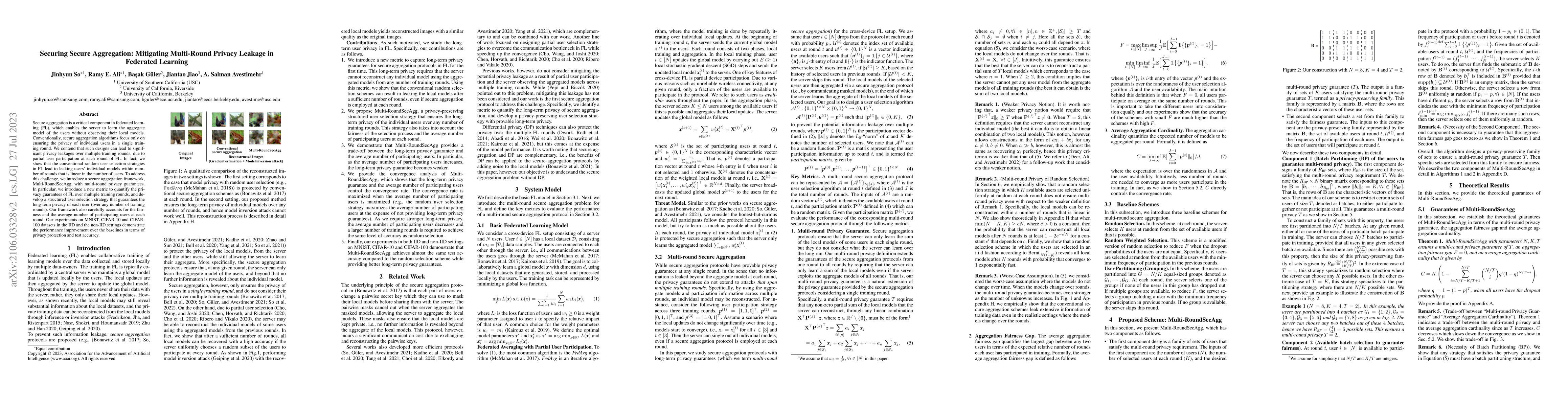 Thumbnail for Securing Secure Aggregation: Mitigating Multi-Round Privacy Leakage in
  Federated Learning