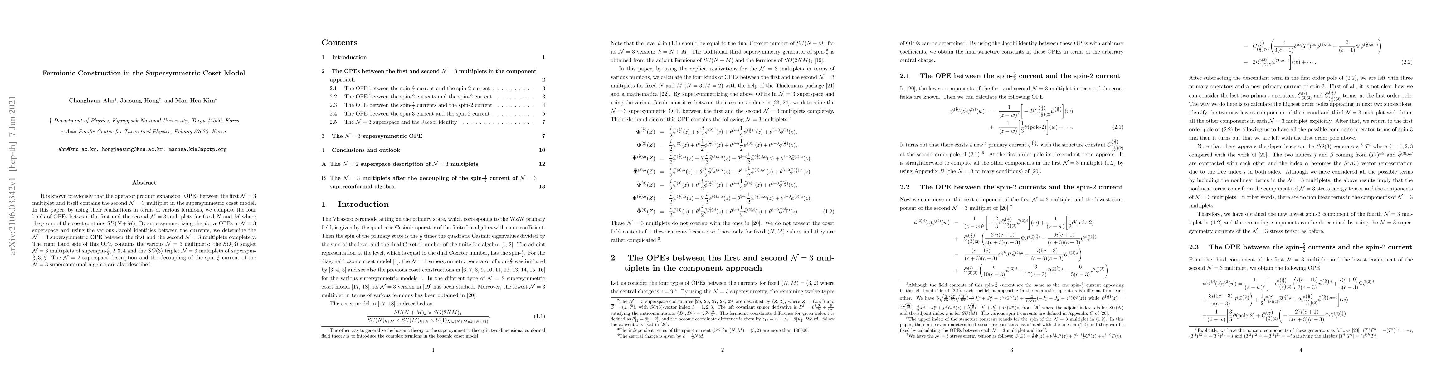 Thumbnail for Fermionic Construction in the Supersymmetric Coset Model
